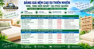 Bảng Giá Nệm Cao Su Phú Quốc 1m6, 1m8 Giảm 30%
