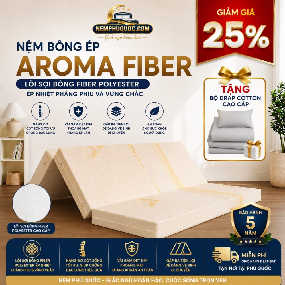 Nệm Bông Ép Aroma Fiber Giảm 25% | Nệm Phú Quốc