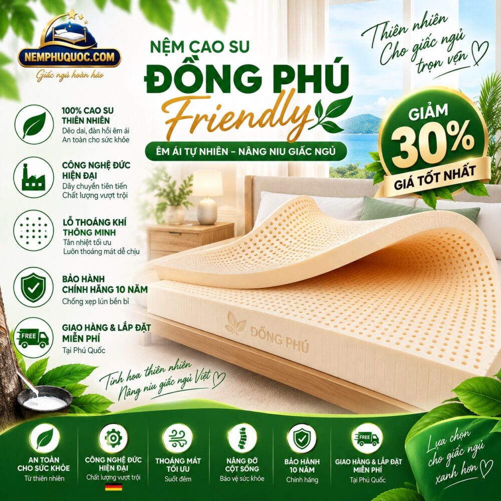 Nệm Cao Su Đồng Phú Friendly Giảm 30% | Nệm Phú Quốc