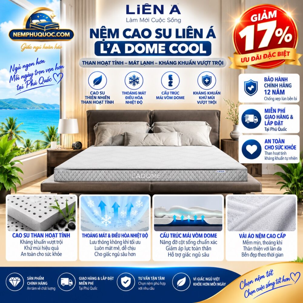 Nệm Cao Su L’A Dome Grey Giảm 17% | Nệm Phú Quốc