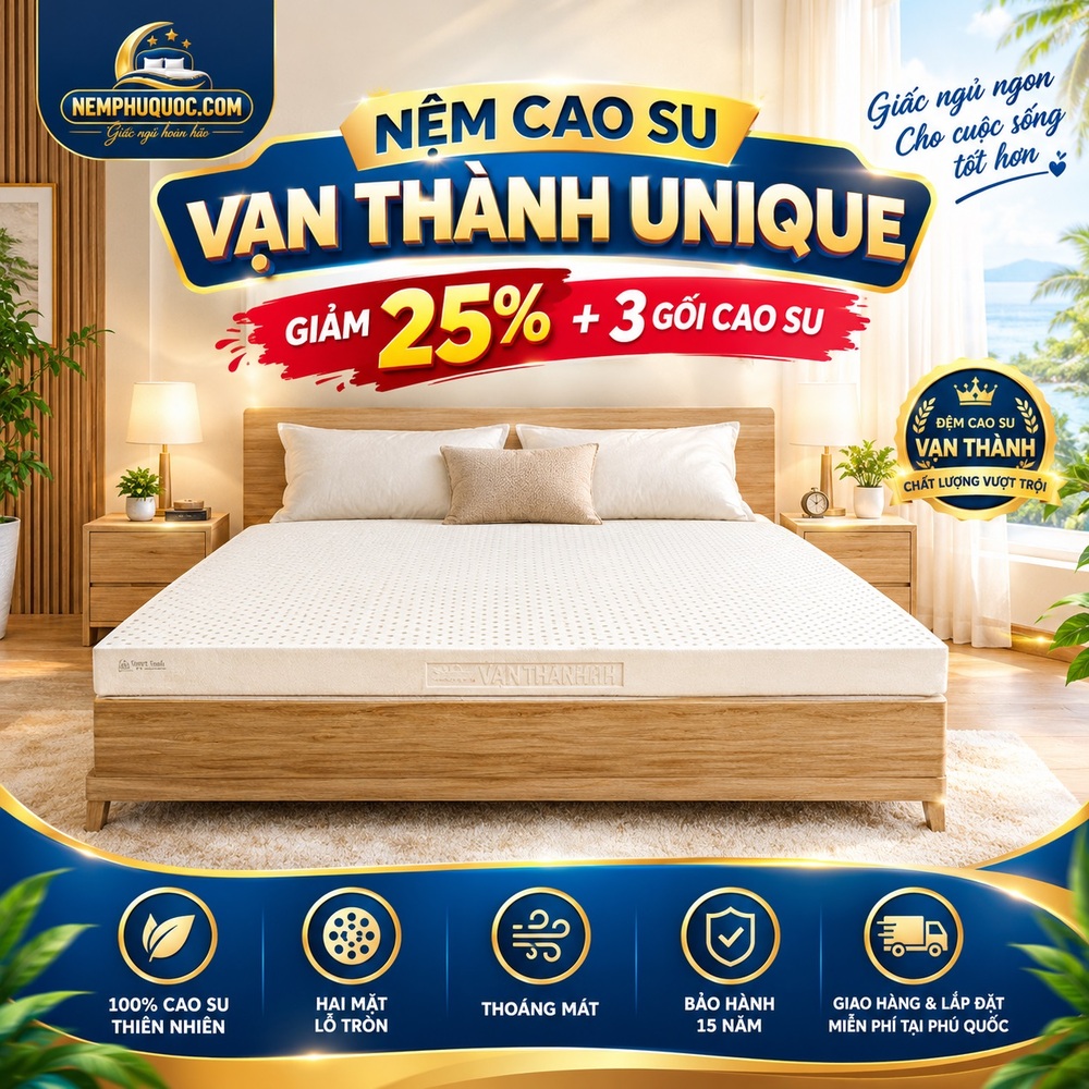 Nệm Cao Su Vạn Thành Unique Giảm 25% | Nệm Phú Quốc